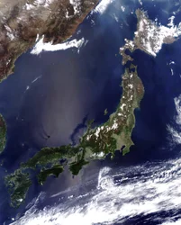 Vista por satélite das ilhas do Japão. Crédito: NASA. Oceanografia da geologia da terra da ciência